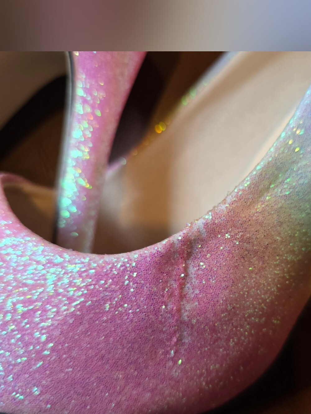 Source Unknown Iridescent Pink Rainbow Glitter Stiletto Pumps - Picture 10 of 12